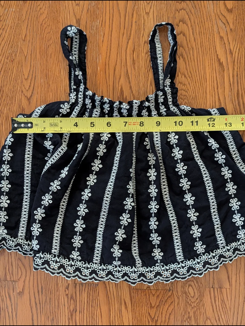 Koton Kids Girls Black and White Floral Embroidered Tank Top